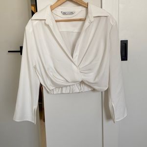 Never worn Zara business cropped blouse